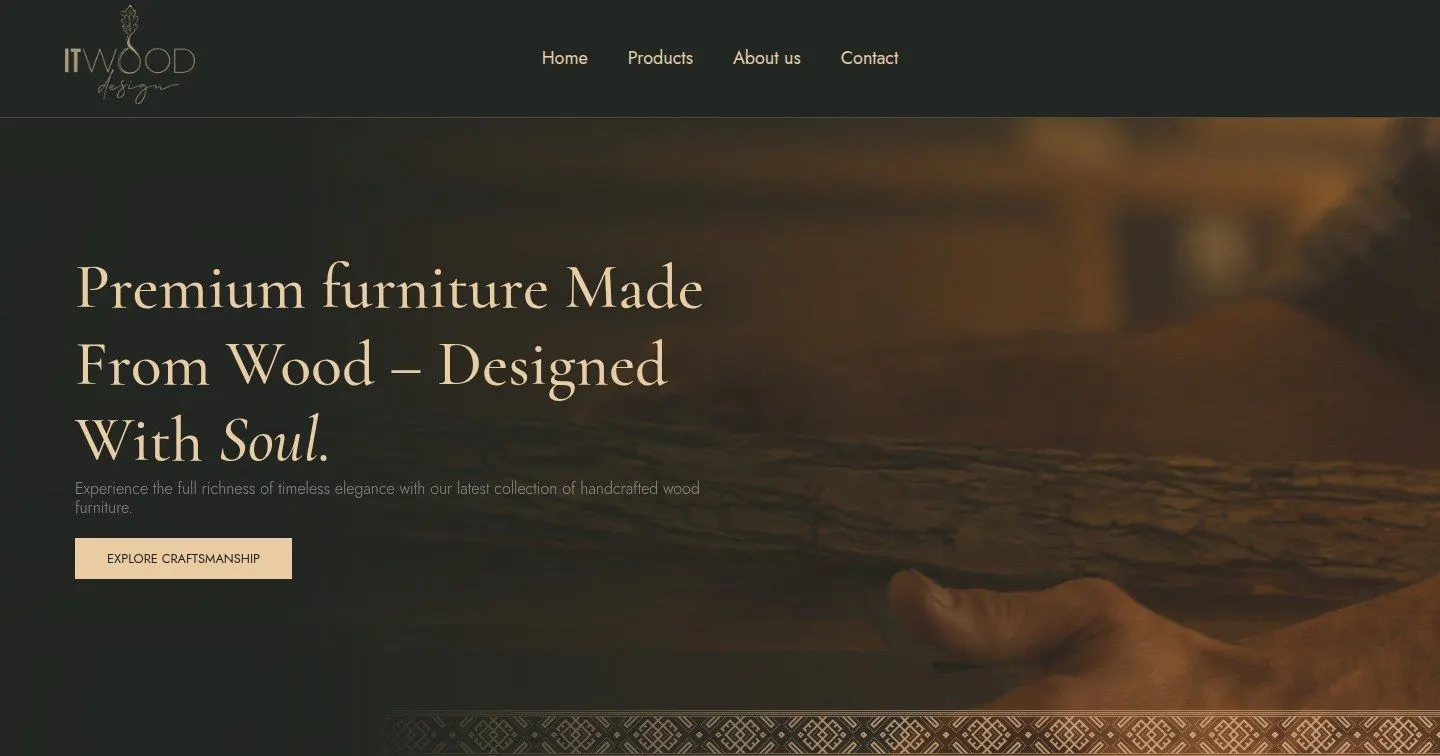 IT Wood Design — nauja svetainė: pradinis ekranas