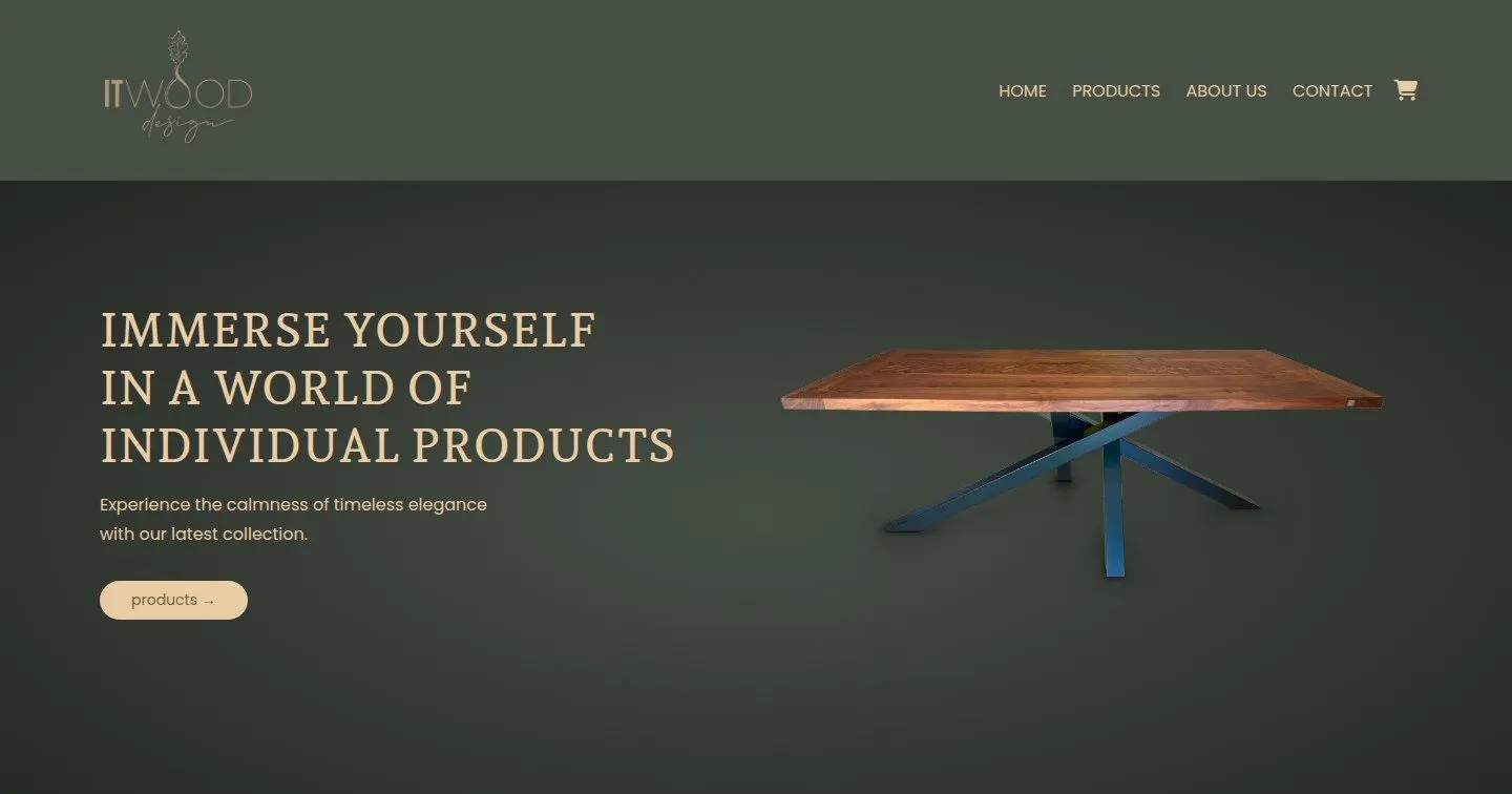 IT Wood Design — sena svetainė: pradinis ekranas