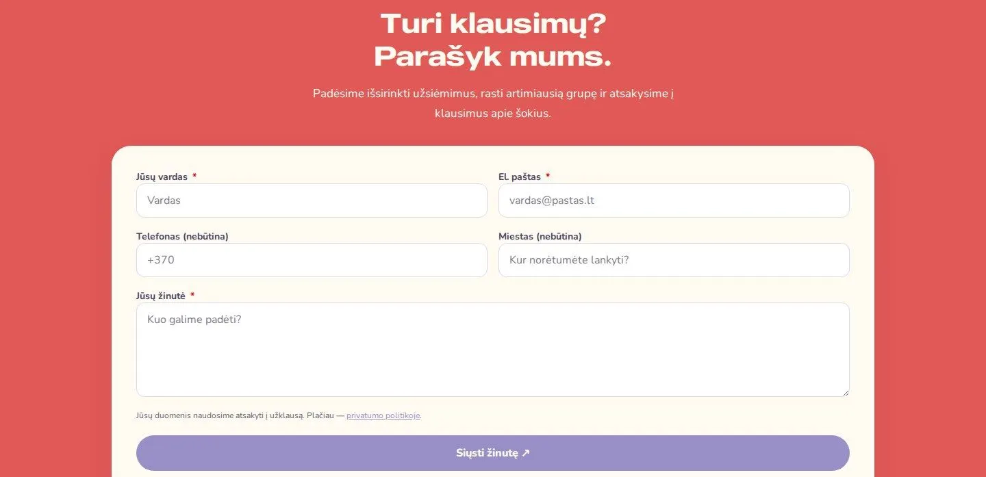 Tu Tik Šok — nauja svetainė: kontaktai