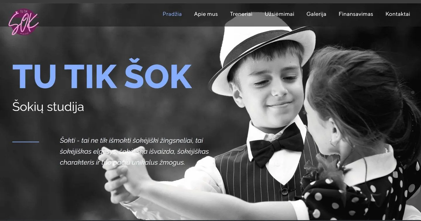 Tu Tik Šok — sena svetainė: pradinis ekranas